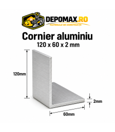 Cornier aluminiu 120 x 60 x 2 mm, 6 metri (EN AW-6060)